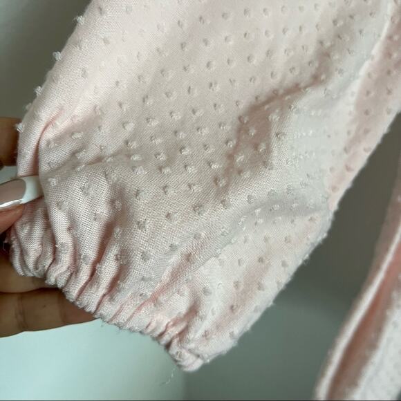 Style & Co Swiss Dot Ballerina Pink Ruffle Peplum Blouse Shirt Top Large - Picture 4 of 6